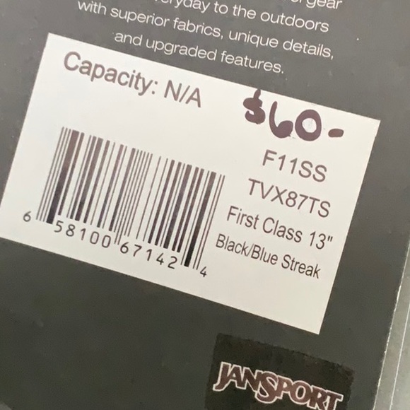 Jansport FIRST CLASS 13” messenger - Blk/Blue Streak - Picture 14 of 14